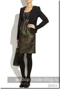 DKNY's black jersey and gold jacquard DKNY